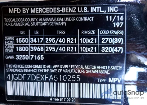 2015 Mercedes-Benz Gl 550 4Matic z USA, uszkodzony, nr VIN 4JGDF7DEXFA510255